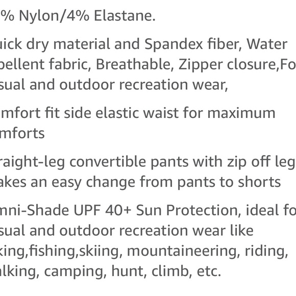 Men's Outdoor Quick Dry Convertible Lightweight Hiking Fishing Zip Off - Picture 2 of 2